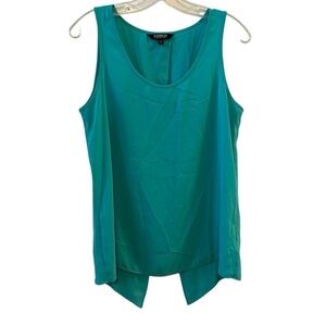 Express Women's Split Back Tank Top Blue Green Size M‎ Sleeveless Scoop Neck